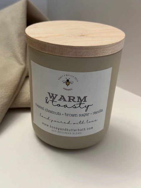 "WARM & TOASTY" Chestnuts + Brown Sugar - Hand Poured Soy Beeswax Candle